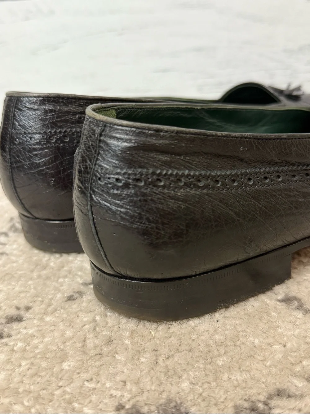 Vintage Ostrich Leather Mens Gucci Tassel Loafers